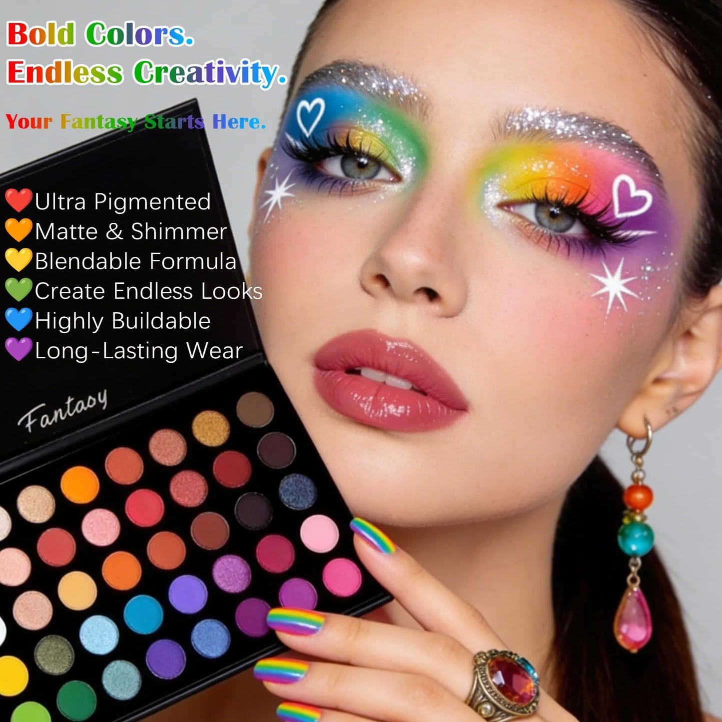 UCANBE Highly Pigmented Eye Makeup Palette, Matte Shimmer Metallic Eyeshadow Pallet Long Lasting Blendable Natural Colors Make Up Eye Shadows Cosmetics Gift Kit
