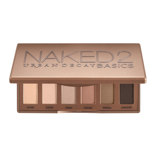 URBAN DECAY Naked 2 Basics Mini Eyeshadow Palette - 6 Matte Neutral Shadows, Long-lasting Wear, Multi-Use Powder for Eye, Contour, Brows, Ultra-Blendable Cool-Tone Shades, Travel Makeup with Mirror