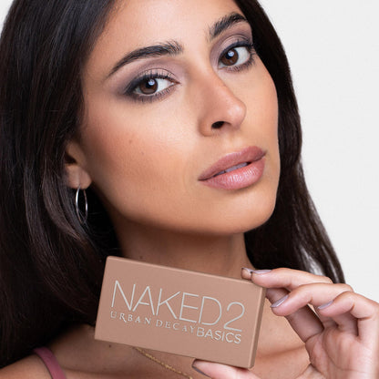 URBAN DECAY Naked 2 Basics Mini Eyeshadow Palette - 6 Matte Neutral Shadows, Long-lasting Wear, Multi-Use Powder for Eye, Contour, Brows, Ultra-Blendable Cool-Tone Shades, Travel Makeup with Mirror